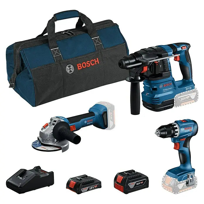 Bosch Professional AMPShare 18V Maschinen-Set 3-Tool-Kit 18 V, 2 Akkus, 2 Ah - 4 Ah, 7 -tlg.