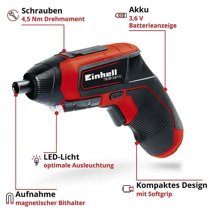 Einhell Expert Akkuschrauber TE-SD 3,6/1 Li 3,6 V, 1,5 Ah
