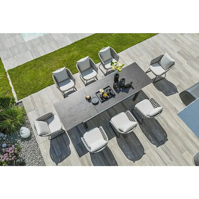 Sunfun Maja Gartentisch Stone L x B x H: 300 x 100 x 74 cm, Aluminium, Sintered Stone, Ausziehbar, Night-Grey